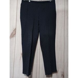 Isaac Mizrahi Pants Ladies 18 Navy Blue Polka Dot Stretch Career Casual Trousers